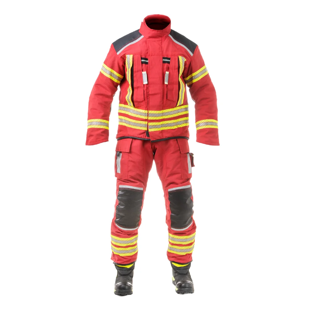 a red firefighter uniform